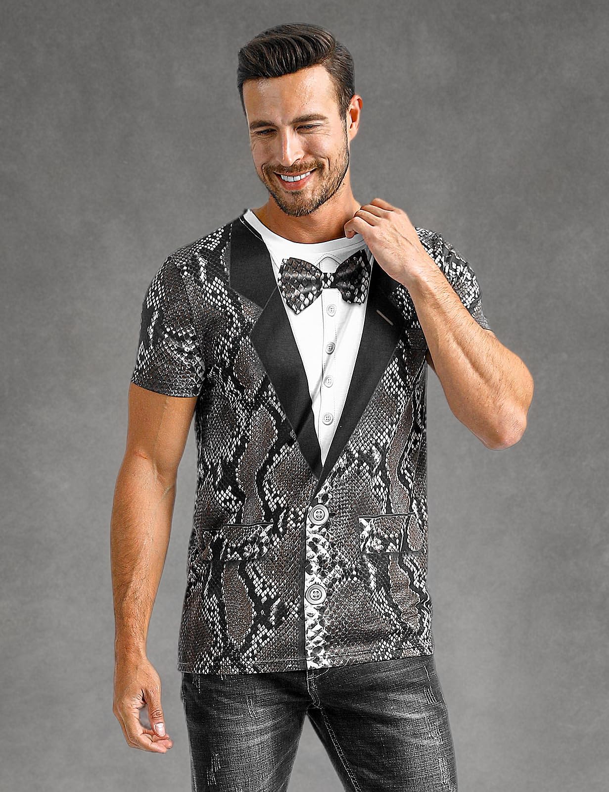 Funny Animal Print Tuxedo T-Shirts for Men - Novelty Graphic Tees for Parties, Cosplay & Casual Wear