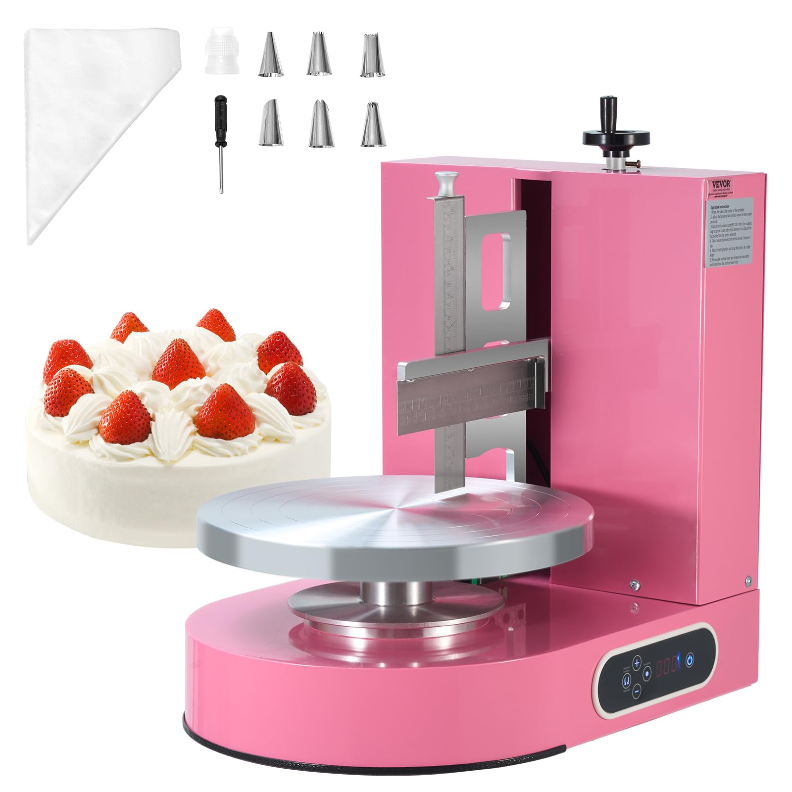 VEVOR Cake Decorating Machine - Low Noise Cake Frosting & Cream Spreading Coating Machine with Adjustable Scraper & Turntable (4