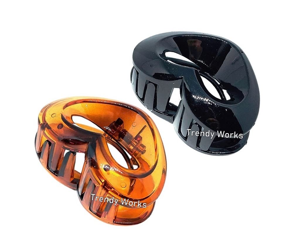 Trendy Works 2-Pack Juda Hair Clips - Ponytail & Bun Holders for Women & Girls (Black, Brown) - Perfect for Work, Gym & Everyday Hairstyles