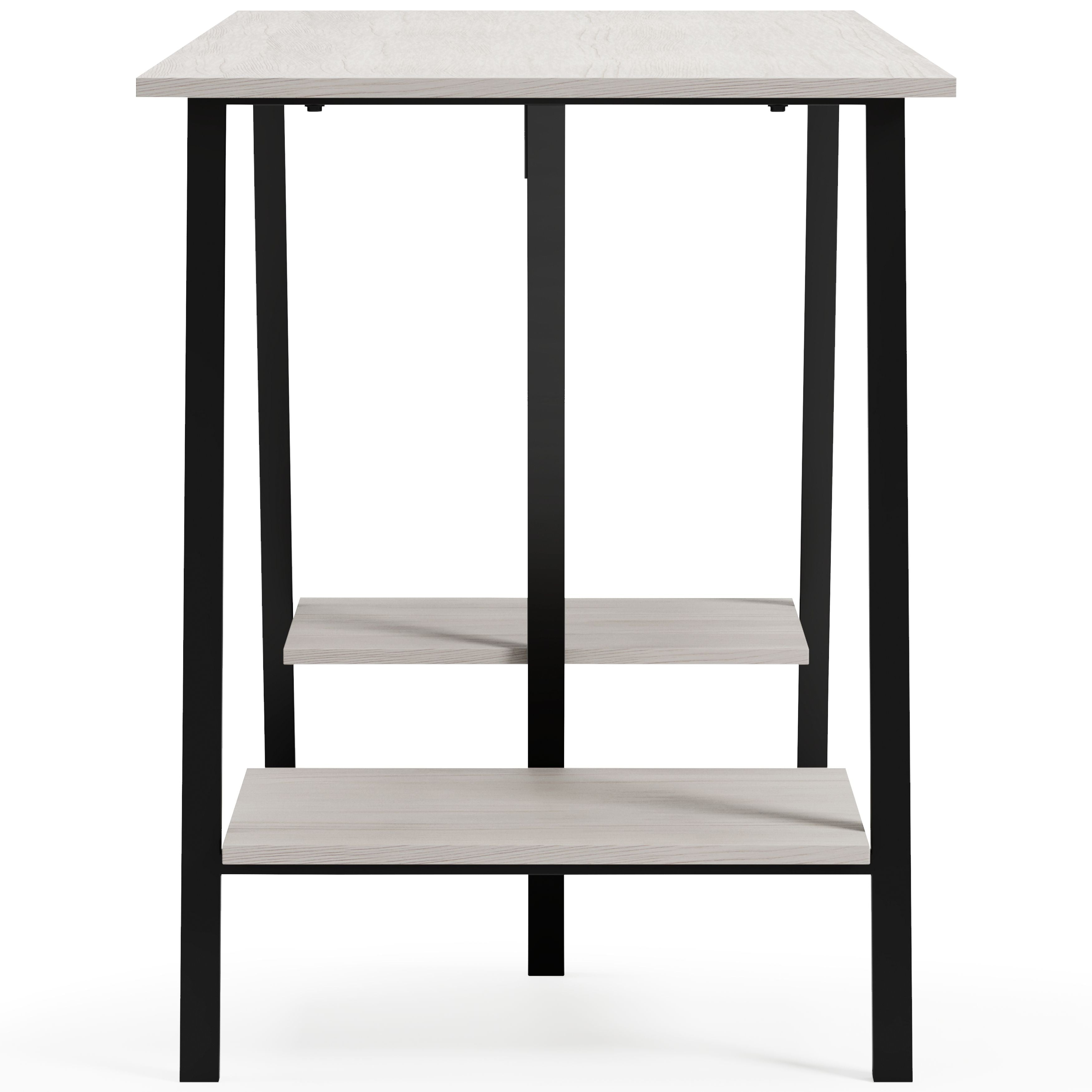 Bayflynn White & Black Home Office Desk with 2 Fixed Shelves - Perfect for Small Spaces, Remote Work & Study