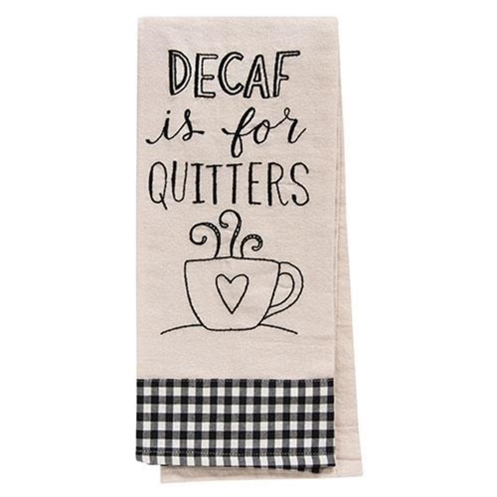 Funny Decaf Coffee Dish Towel - Quirky Kitchen Decor for Coffee Lovers - Perfect for Drying Dishes & Decorating Your Coffee Station