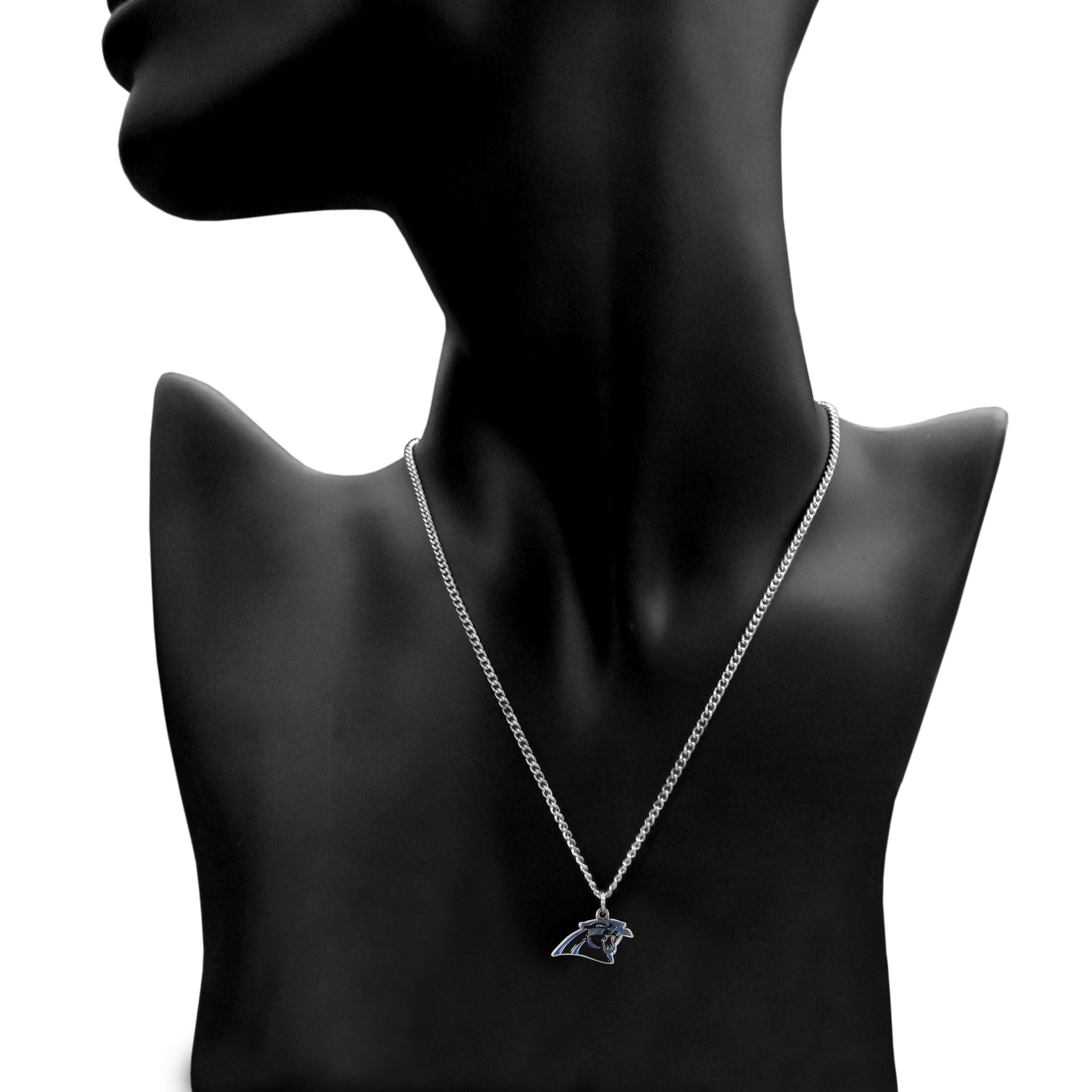 Carolina Panthers NFL Team Color Chain Necklace with Small Charm - 22 Inch Sports Fan Jewelry for Game Day & Tailgating