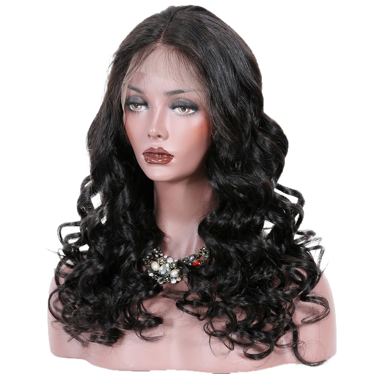 360 Lace Front Wigs Human Hair Pre Plucked Bouncy Body Wave Brazilian Virgin Hair Wig - Glueless 16 Inch Loose Body Wave 360 Lace Wigs for Black Women (Natural Color) - Perfect for Daily Wear, Parties & Special Occasions