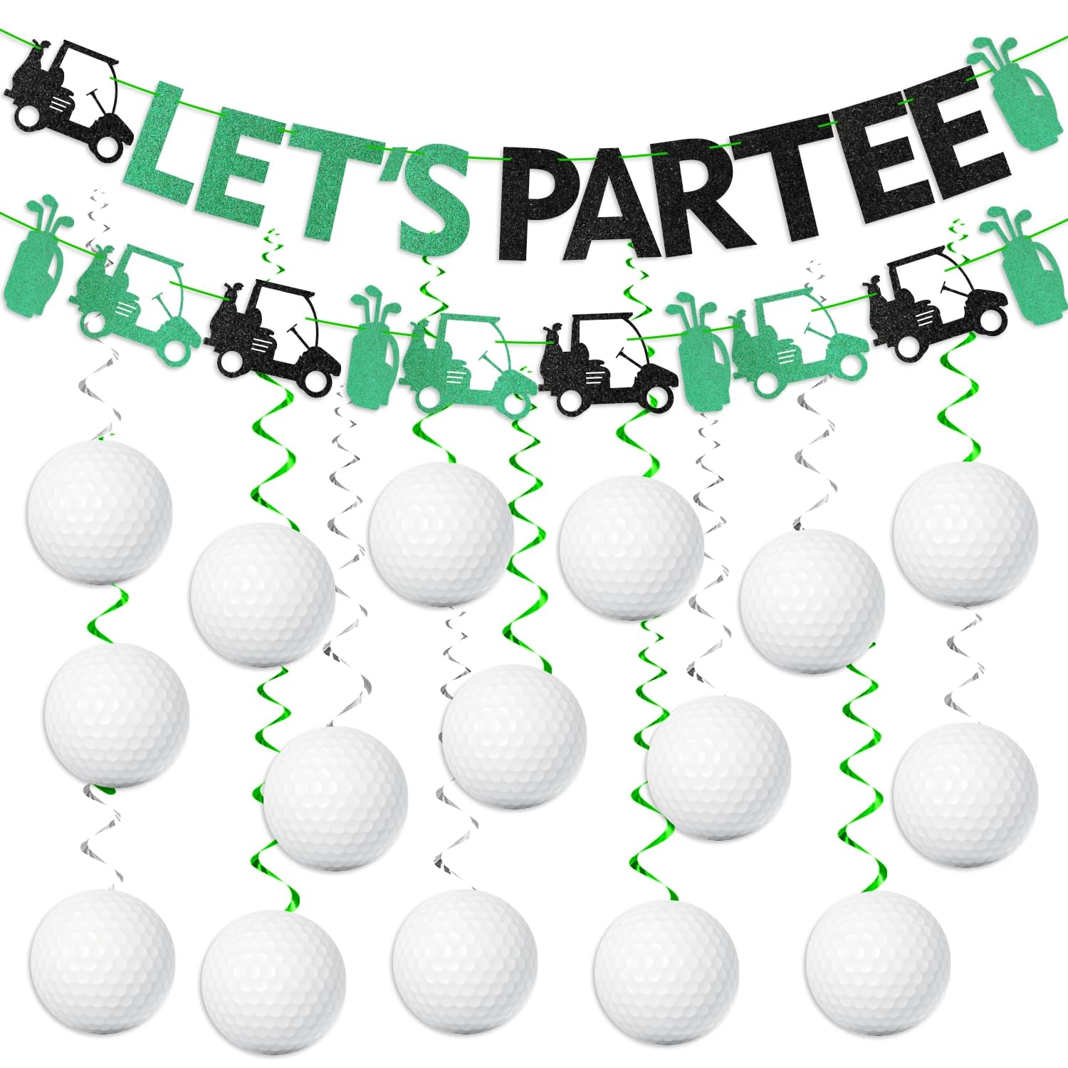 KORHONEN Let's Partee Golf Party Decorations Set - Includes Golf Banner & Hanging Swirls for Birthday, Baby Shower & Themed Events - Perfect for Kids & Adults | Golf-Themed Celebration Decor for Indoor/Outdoor Parties