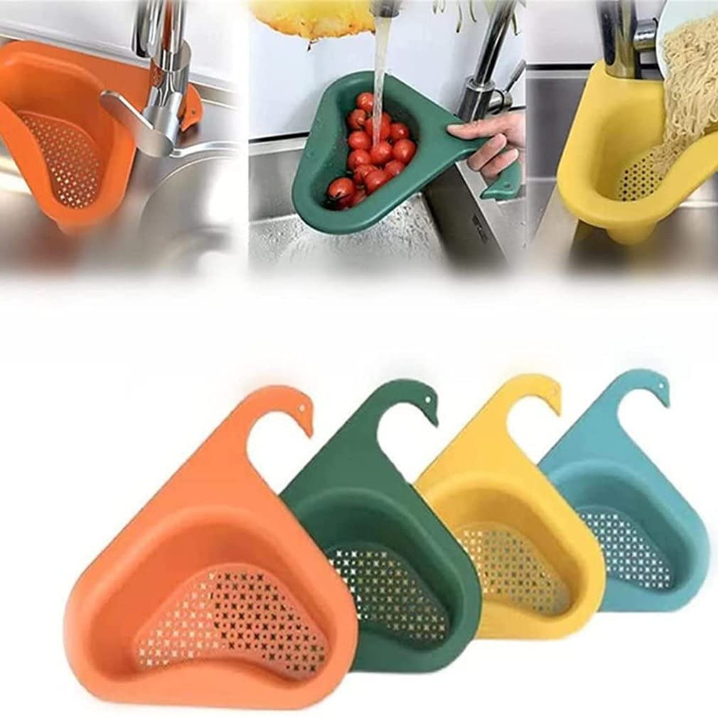 Multifunctional Hanging Sink Filter Rack - Kitchen Drain Basket for Leftover Soup & Food Scraps (4pc, Yellow) - Perfect for Small Kitchens