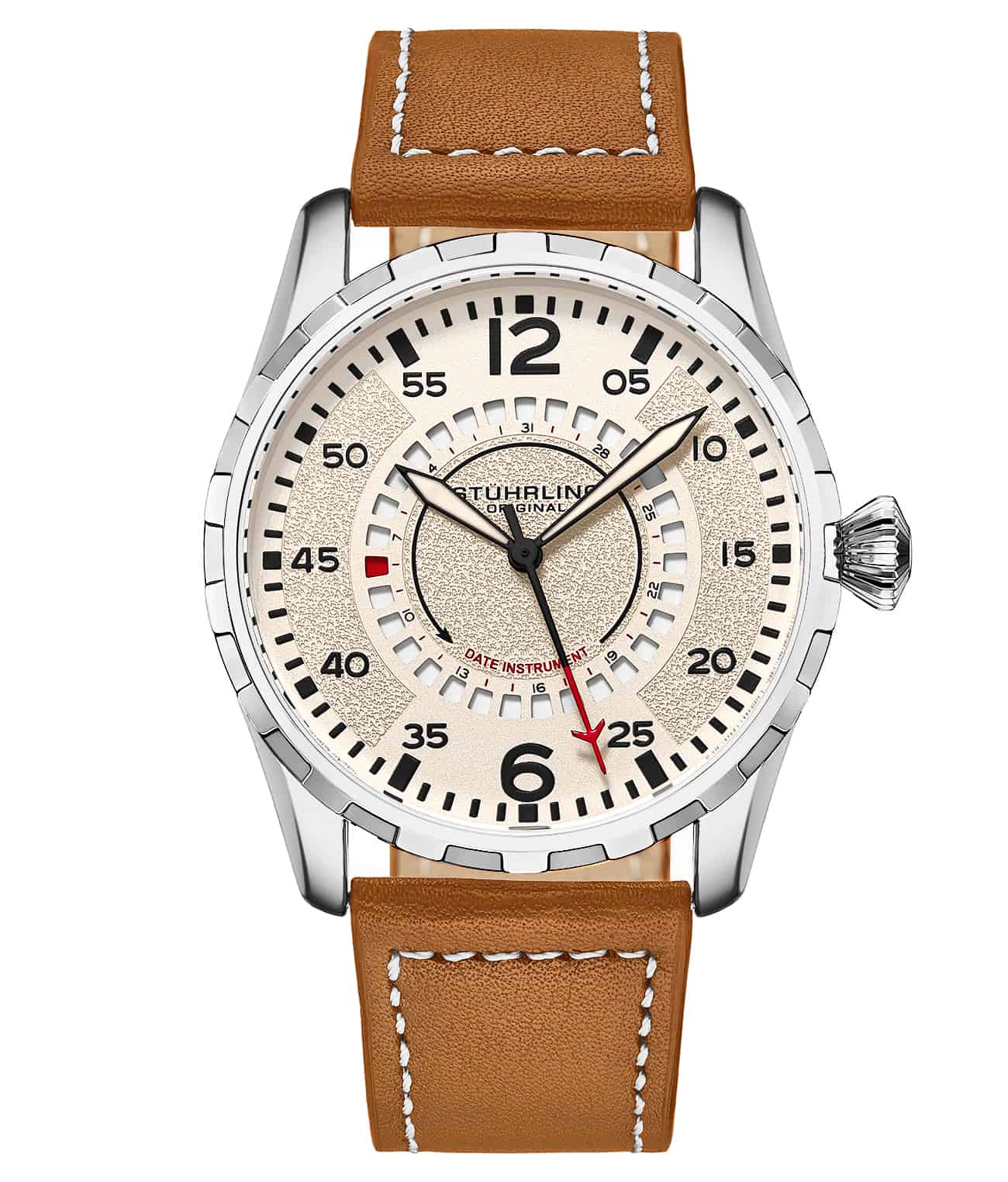 Black Dial / Rose Case / Brown Leather Strap Rose Gold Layered Tang Buckle