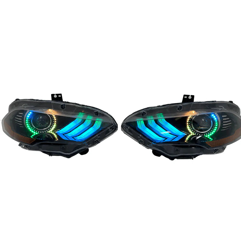 Ford Mustang Multicolor LED Headlights - Flow Series for 2018-2023 Models | Upgrade Your Night Driving & Car Show Appearance