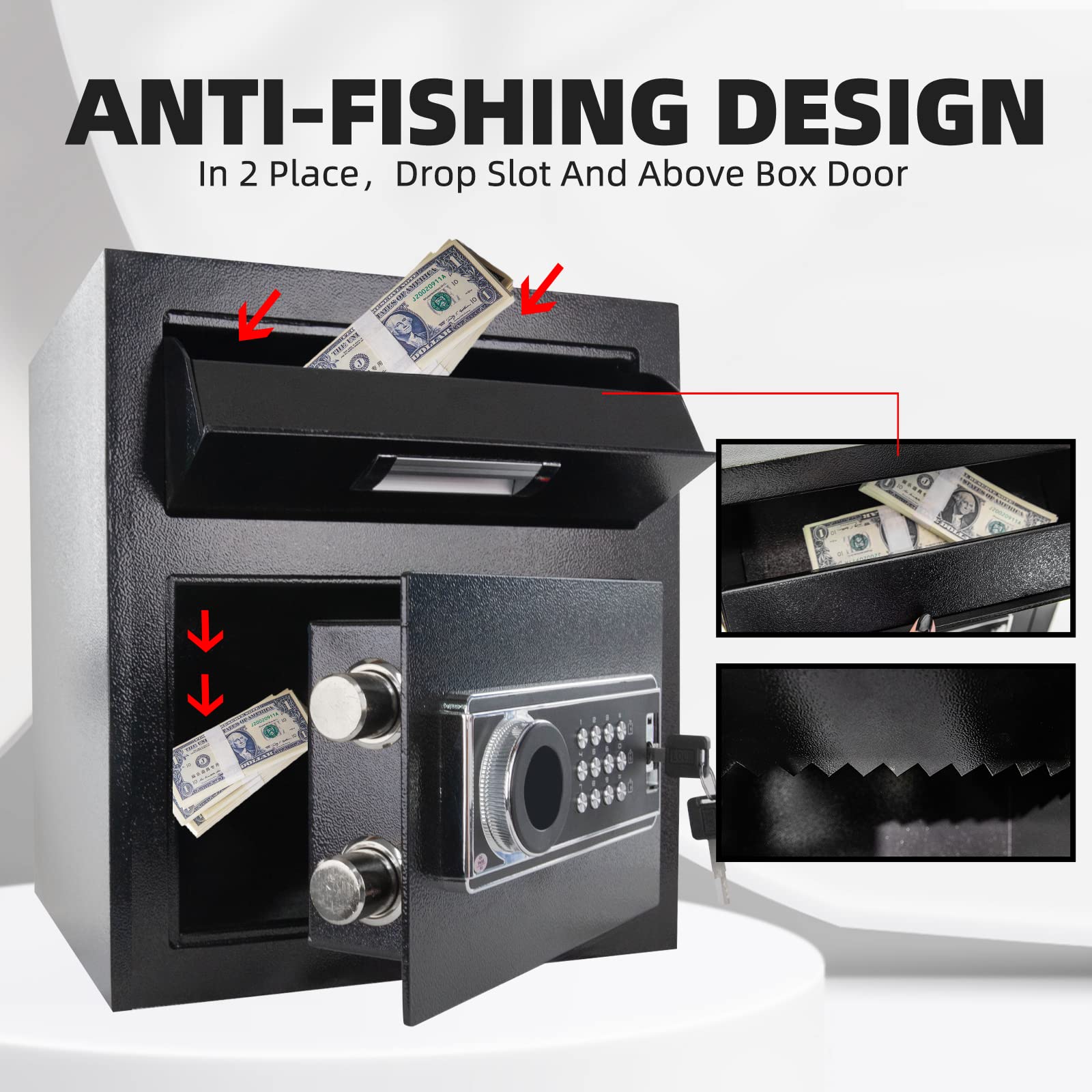 1.8 Cubic Foot Digital Security Safe with Keypad - Heavy Duty Business Safe & Lock Box for Money, Mail, Valuables | Front Load Drop Slot | Office, Retail, Home Use