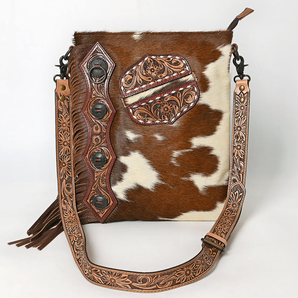 American Darling Hand-Tooled Hair-On Genuine Leather Women's Western Handbag Purse - Stylish Cowgirl Bag for Rodeo, Country Music Festivals & Everyday Use