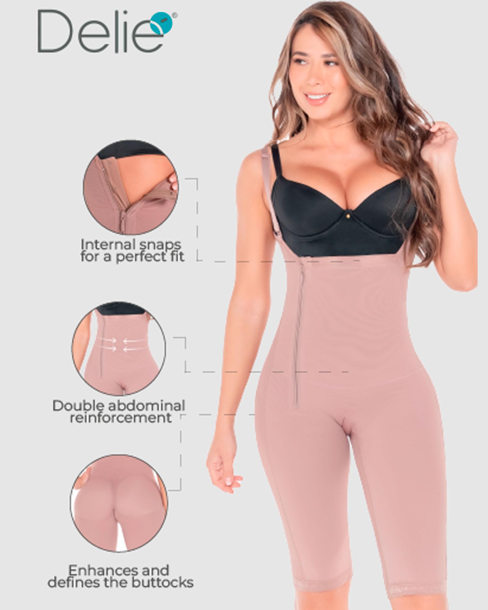 DELIE Faja Colombiana 021 High Compression Shapewear - Butt Lift & Tummy Control Waist Trainer for Women | Colombian Body Shaper for Postpartum, Weight Loss & Special Occasions