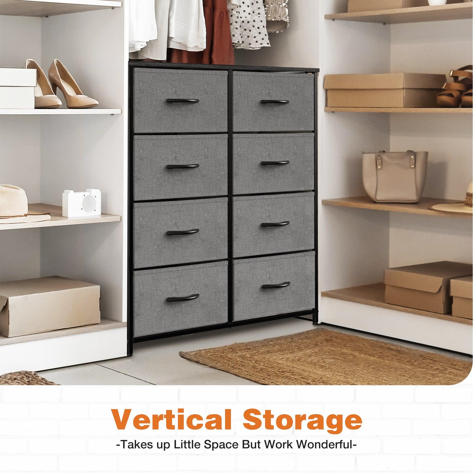 8-Drawer Tall Dresser for Bedroom - Wood Top & Sturdy Steel Frame Chest of Drawers - Perfect for Bedroom Storage, Closet Organization & Small Spaces