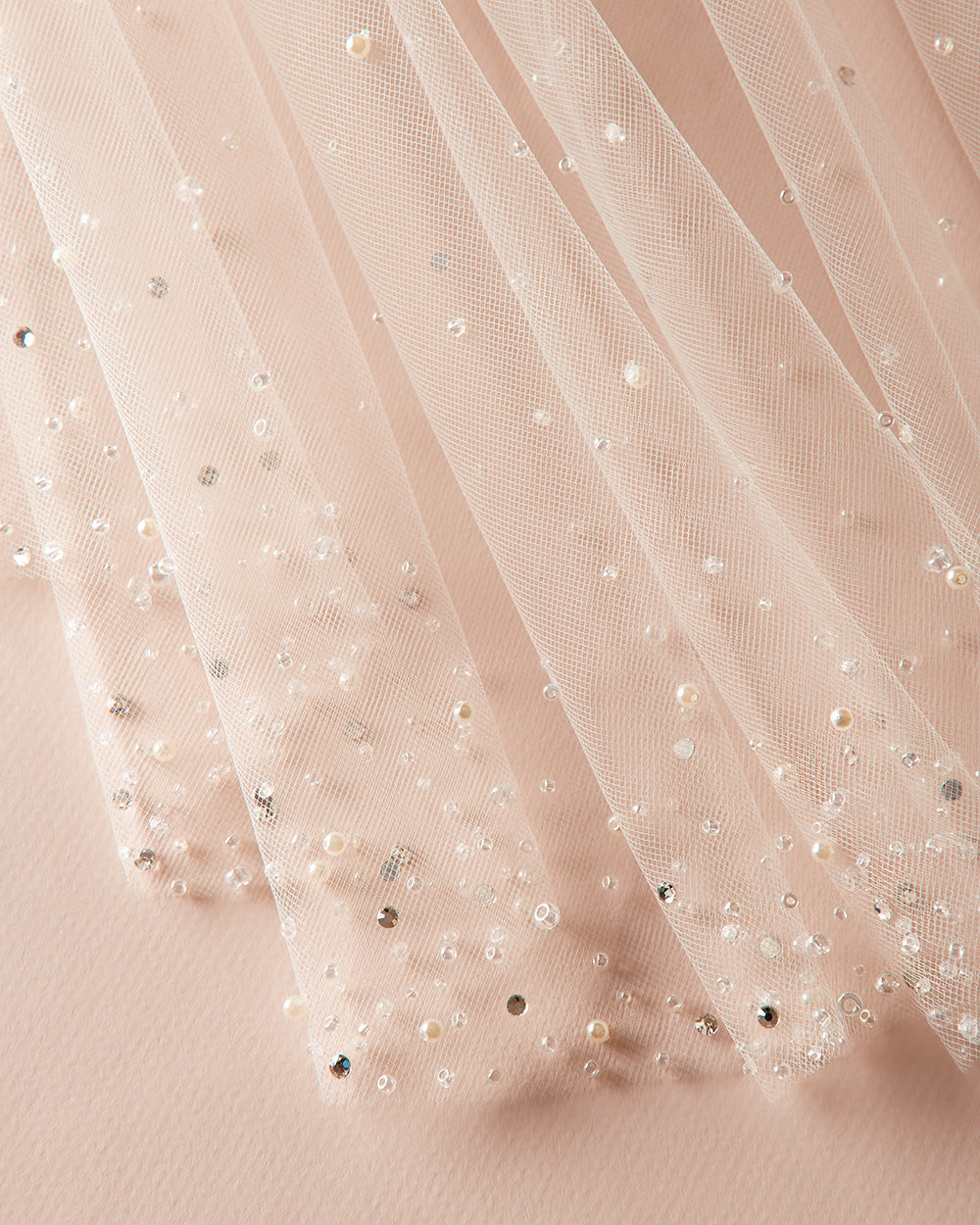 Amara Pearl & Crystal Wedding Veil - Elegant Bridal Accessory for Ceremony, Photos & Reception | Handmade Beaded Cathedral Length Veil