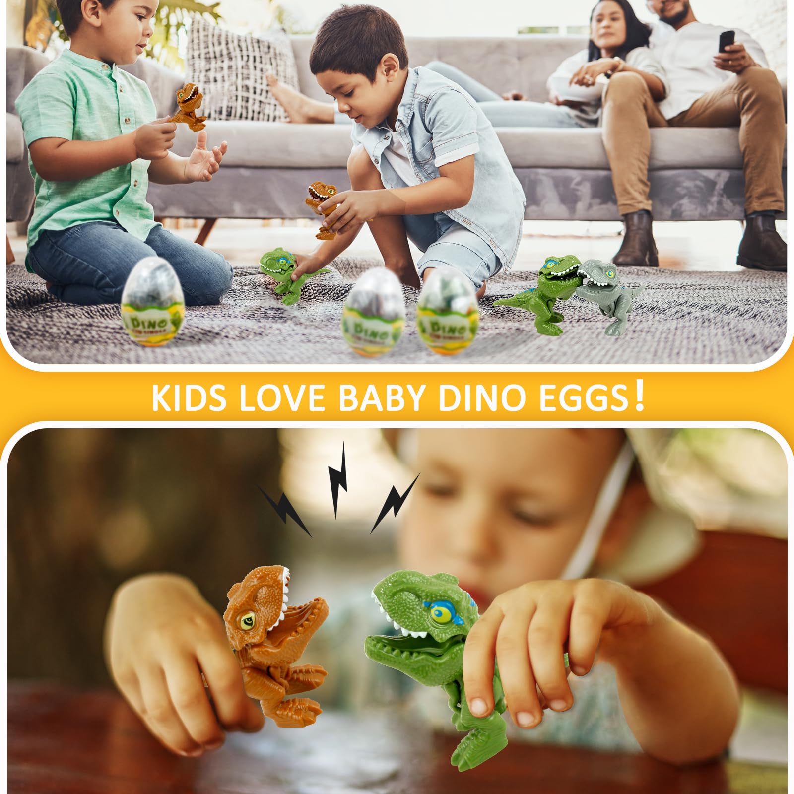 Sealive Dinosaur Toys for Kids Ages 3-5 - 4 Pack Baby T-Rex Dino Eggs for Imaginative Play, Birthday Party Favors & STEM Learning - Perfect for Preschool Education, Dinosaur Themed Parties & Creative Playtime