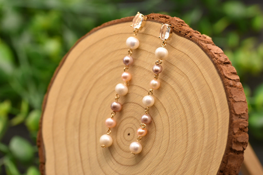 GLSEEVO Minimalist Water Pearl Drop Earrings for Women - Elegant Long Dangle Earrings for Birthday, Party & Everyday Wear - Original Jewelry Design GE0839