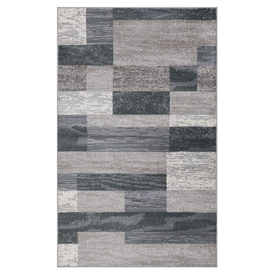 Stylish Rockwood Contemporary Geometric Patchwork Area Rug - Non-Slip Indoor Runner for Living Room, Bedroom & Office Decor