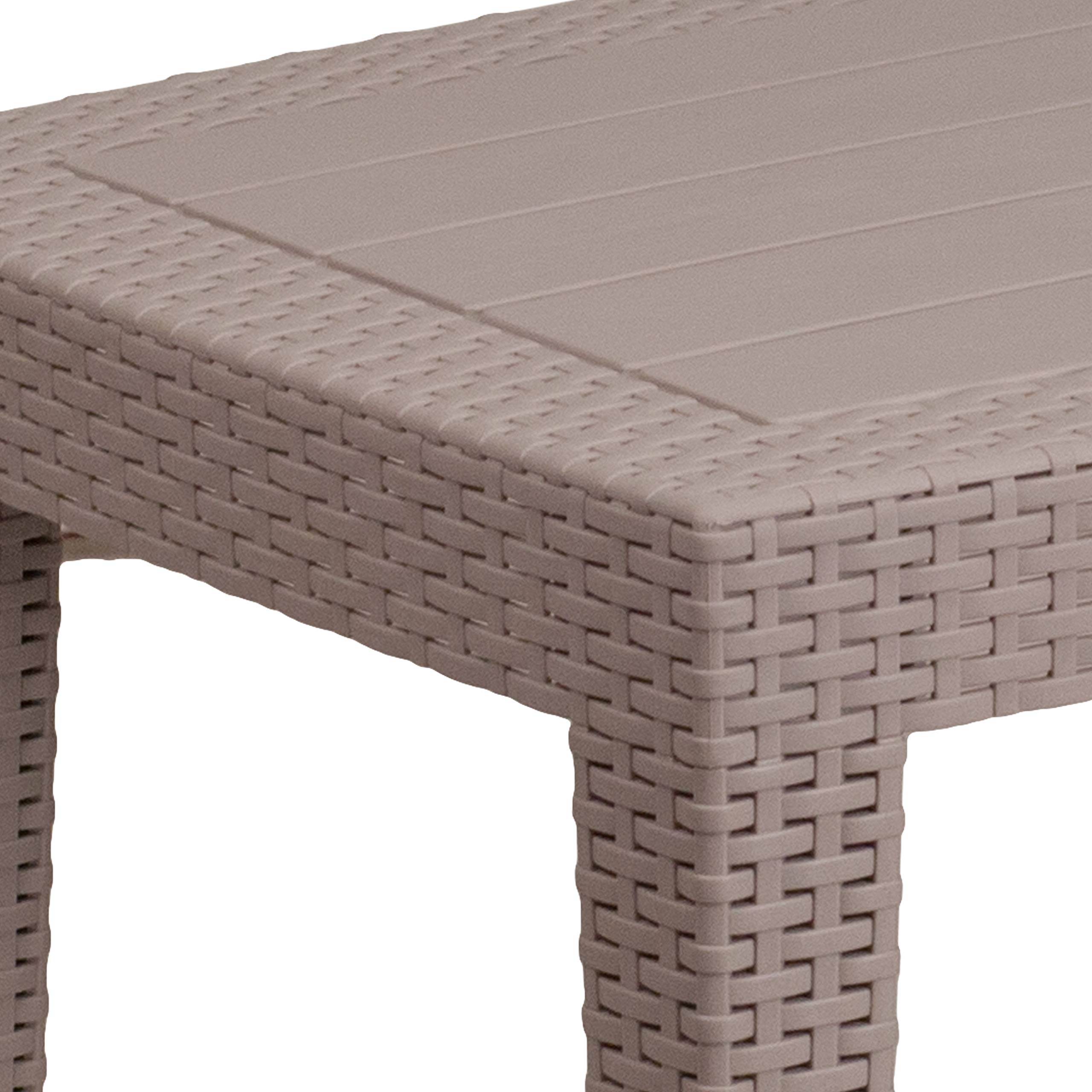 Emma & Oliver Light Gray Faux Rattan Coffee Table - Modern Woven End Table for Living Room, Patio & Outdoor Decor