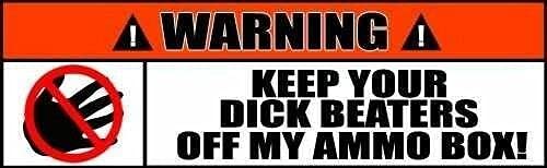 8 Inch Warning Sign Stickers - 2 Pack Vinyl Decals for Ammo Box, Car, Truck, Laptop & Motorcycle Helmet - Keep Hands Off My Ammo - Durable Waterproof Decals for Outdoor & Indoor Use