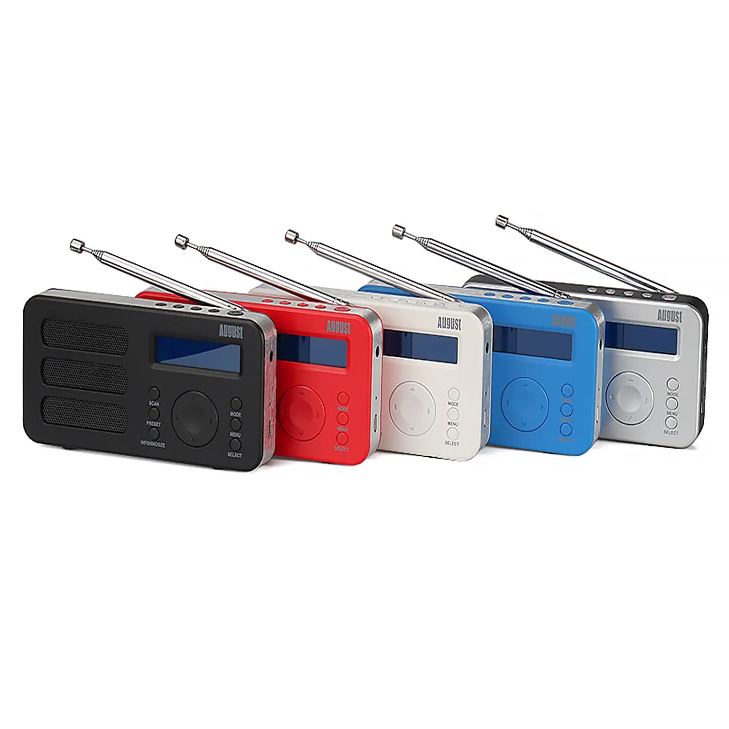 Portable DAB+ FM Digital Radio with Alarm Clock, RDS, AUX Input & Rechargeable Battery - August MB225 | Perfect for Home, Office, Travel & Emergency Use