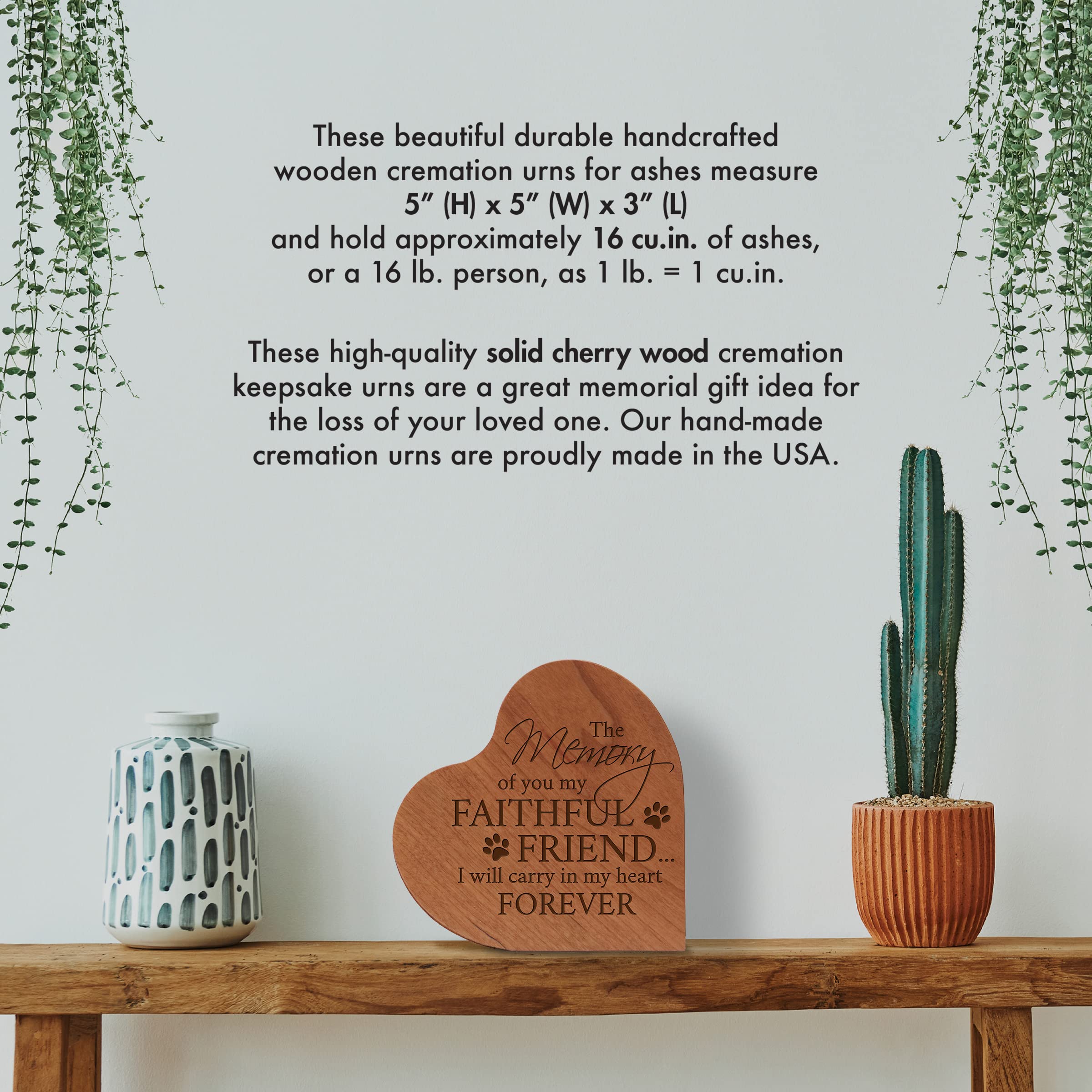 LifeSong Milestones Personalized Memorial Heart Urn - Small Wooden Pet Urn for Ashes - Cremation Urn for Cat & Dog Ashes - Memorial Gift for Loved Pets & Humans - Perfect for Home Memorials & Funeral Keepsakes
