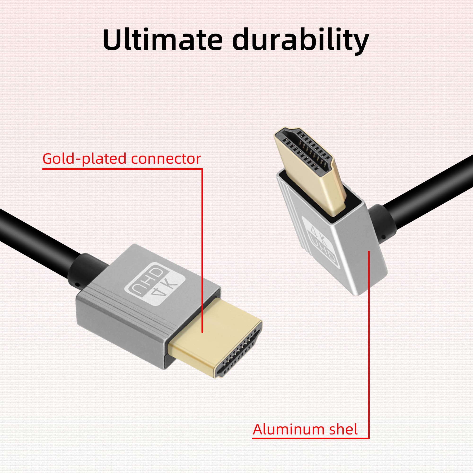 RIIEYOCA 90 Degree 4K HDMI Coiled Cable - 18Gbps High Speed HDMI 2.0 Male to Male Cable (3FT/0.9M) - Supports 4K@60Hz, HDR, 3D - Perfect for DSLR Cameras, Camcorders, Monitors, Gaming Consoles & Home Theater Systems