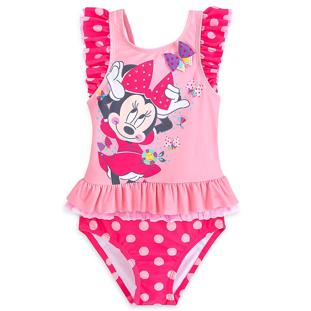 Minnie Mouse Deluxe Swimsuit for Girls - Cute Disney Swimwear for Toddler & Kids - Perfect for Pool, Beach & Summer Water Play