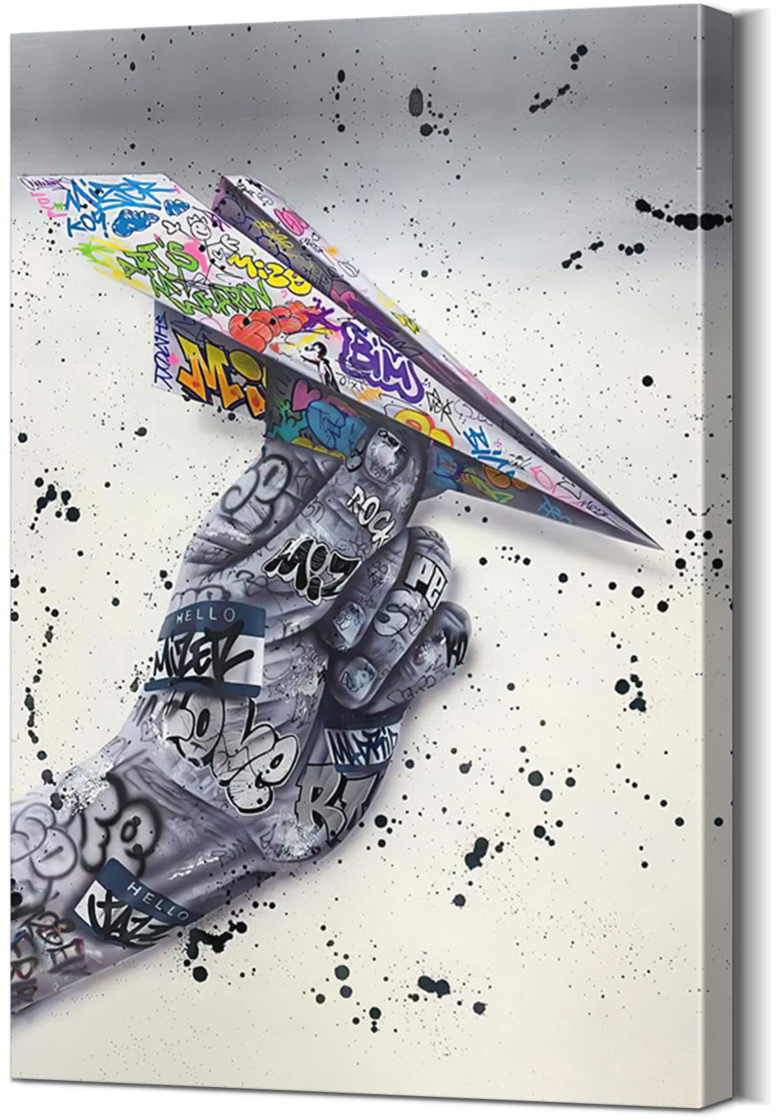 Colorful Graffiti Wall Art Canvas - Raised Fist Pop Art Street Art Poster for Room Decor (12''H x 18''W) | Urban Home Decor, Bedroom Wall Art, Office & Living Room Wall Decor