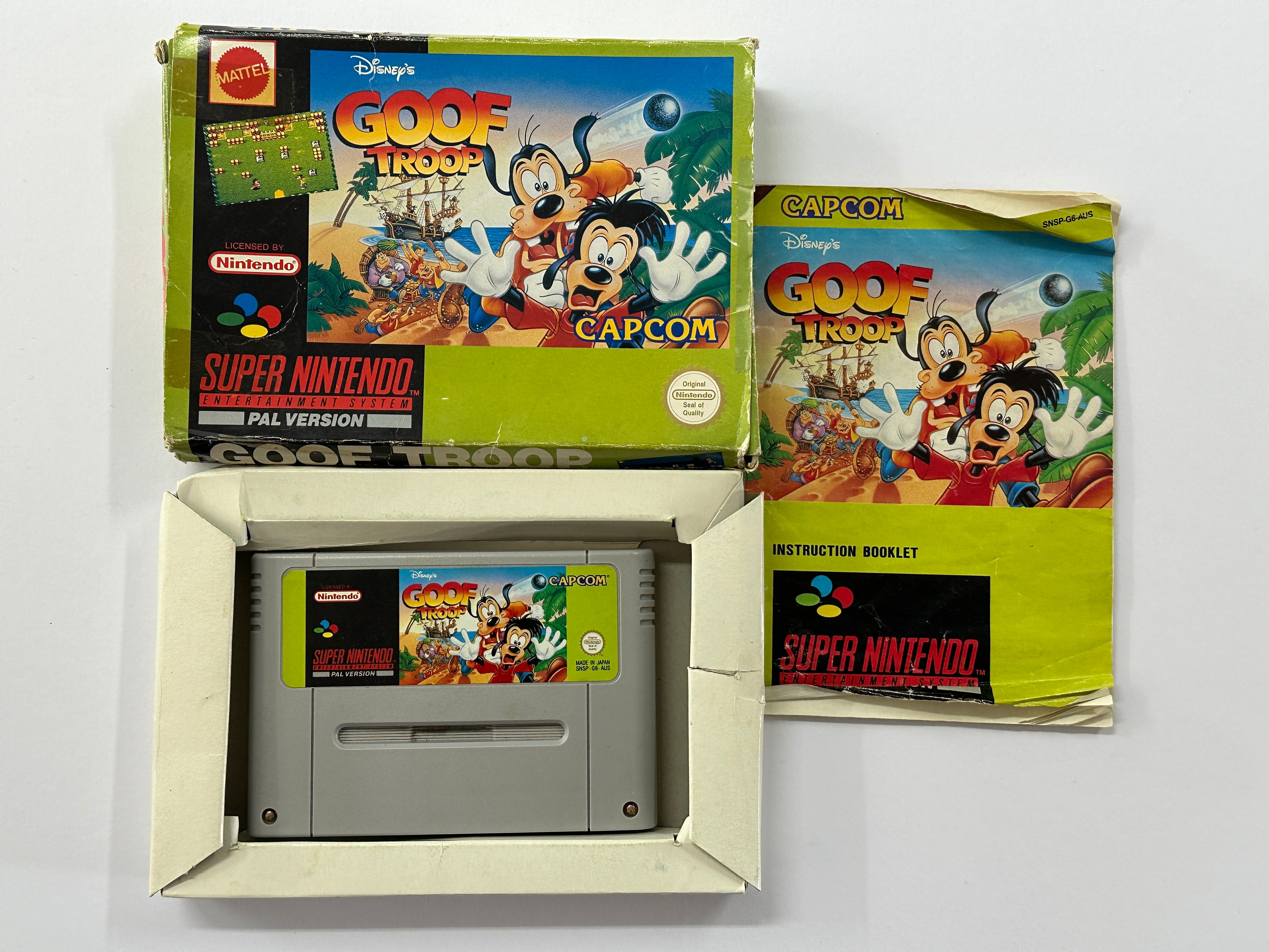 Goof Troop Complete In Box - Classic Disney Video Game for SNES - Perfect for Collectors & Retro Gaming Enthusiasts