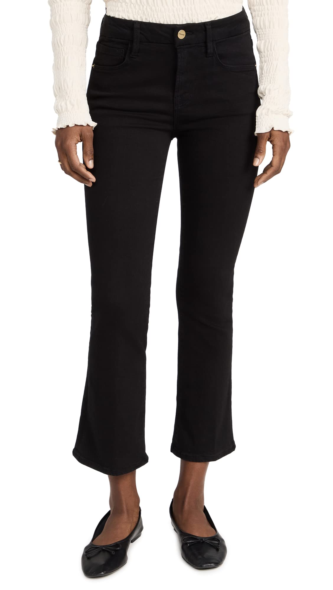 FRAME Women's High-Rise Le Crop Mini Boot Jeans - Stretch Denim Skinny Ankle Jeans for Casual Wear & Night Out