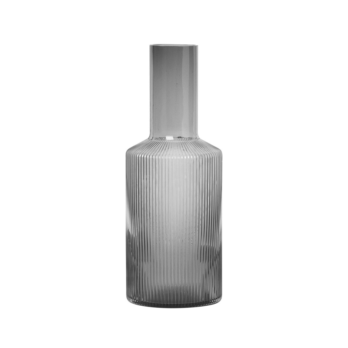 FERM LIVING Ripple Glass Carafe - Elegant Smoked Grey Pitcher for Water, Juice & Wine | Perfect for Dining, Entertaining & Home Decor
