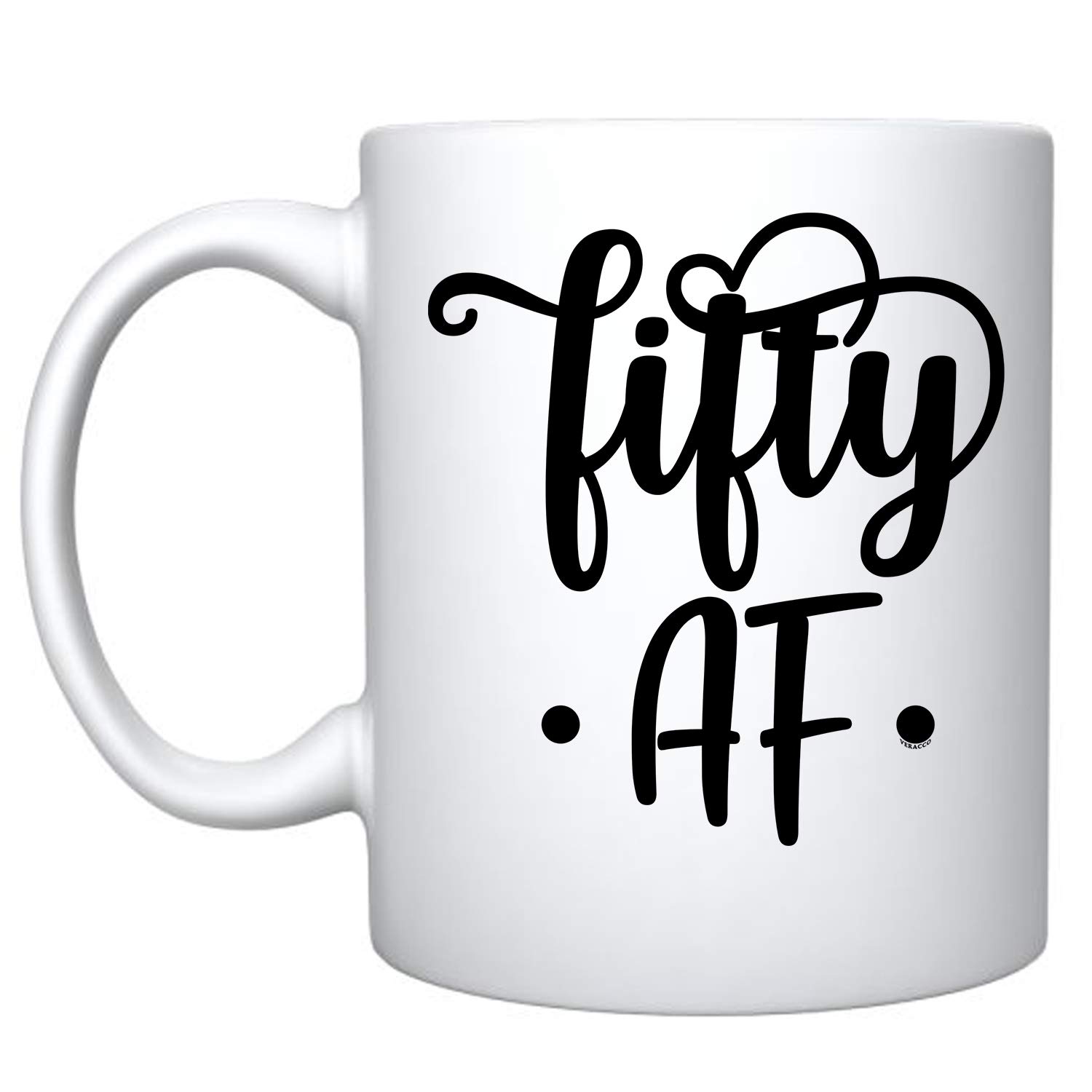 Veracco Fifty AF 50th Birthday Ceramic Coffee Mug - Funny 'Fifty and Fabulous' Gift for Men & Women - 15oz White Ceramic Cup - Perfect for Office, Home & Retirement Celebrations