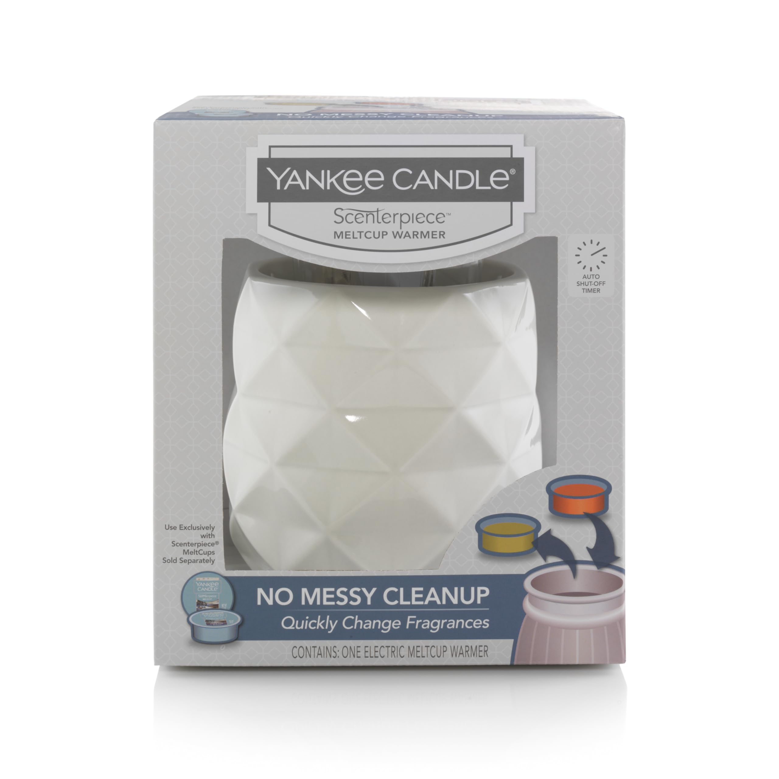 Yankee Candle Langham Collection White Wax Warmer with Timer - Scenterpiece® Electric Candle Warmer for Home Decor, Living Room, Bedroom & Office Aromatherapy