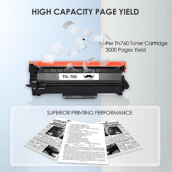 Brother TN760 Toner Cartridge 4-Pack - High Yield Black for MFC-L2750DW, HL-L2370DW Printers - Office & Home Use