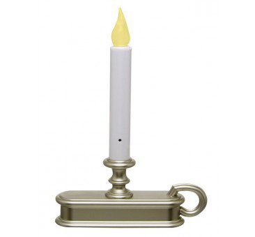 Premium Battery Operated LED Candle - Warm White Flameless Wax Warmer with Pewter Finish | Perfect for Home Decor, Wedding Centerpieces & Romantic Ambiance