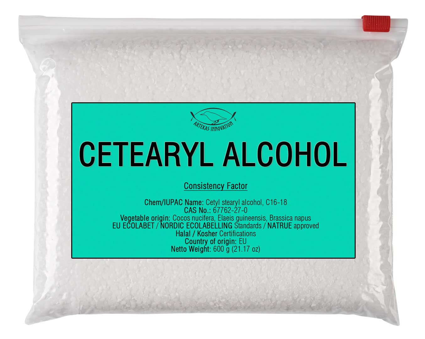 Cetearyl Alcohol for DIY Cosmetics - Natural Thickening Agent & Emulsifier for Lipsticks, Body Butter, Lotions, Hair Conditioners - 21.17 oz - Perfect for Homemade Skincare and Haircare Products