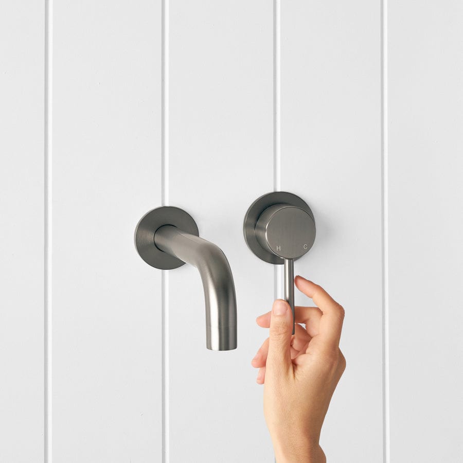 Sydney Wall Spout with Mixer in Gunmetal Finish - Modern Bathroom Faucet for Sink, Vanity, and Powder Room