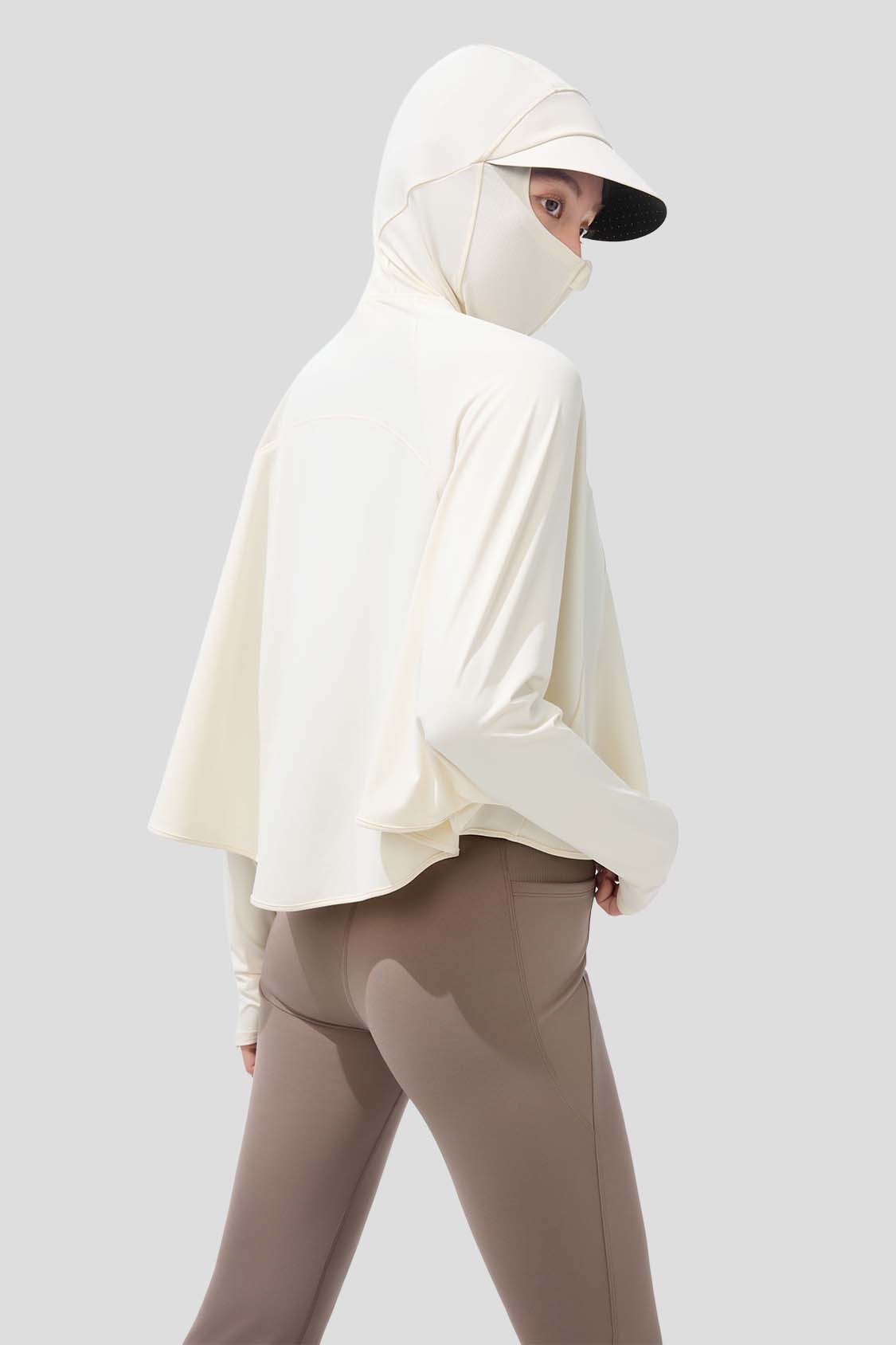 Horizon Women's Full Coverage Cropped Sun Hoodie UPF 50+ UV Protection - Lightweight Summer Hiking & Beach Cover-Up