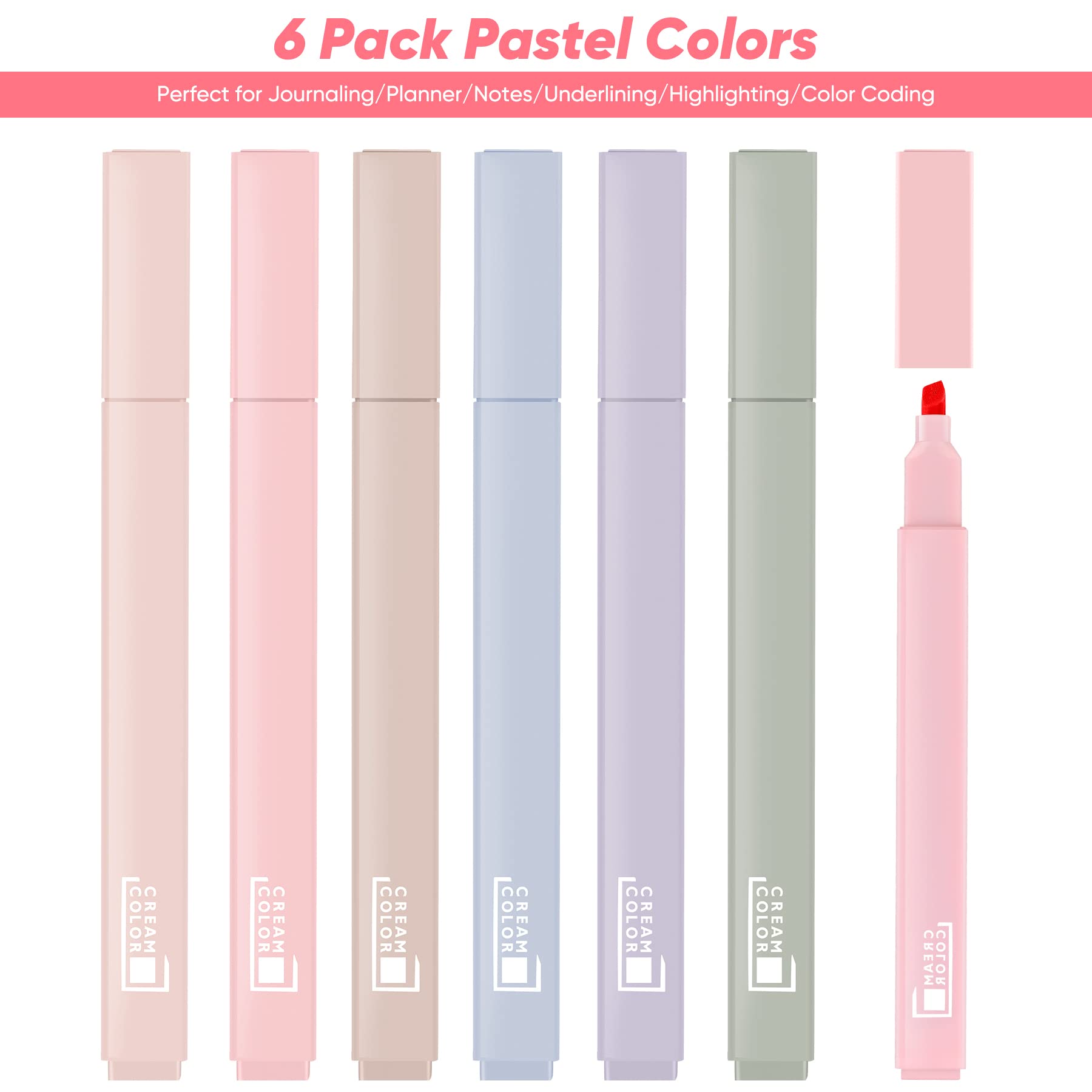Pastel Highlighters No Bleed - Soft Chisel Tip for Bible Study & Journaling