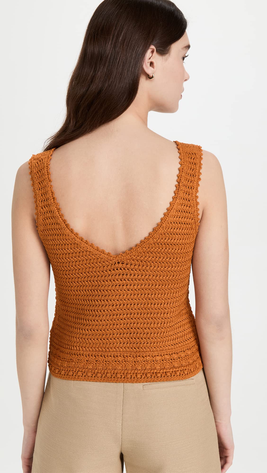 Vince Women's Crochet Square Neck Tank Top - Summer Boho Beachwear & Casual Outfit Essential