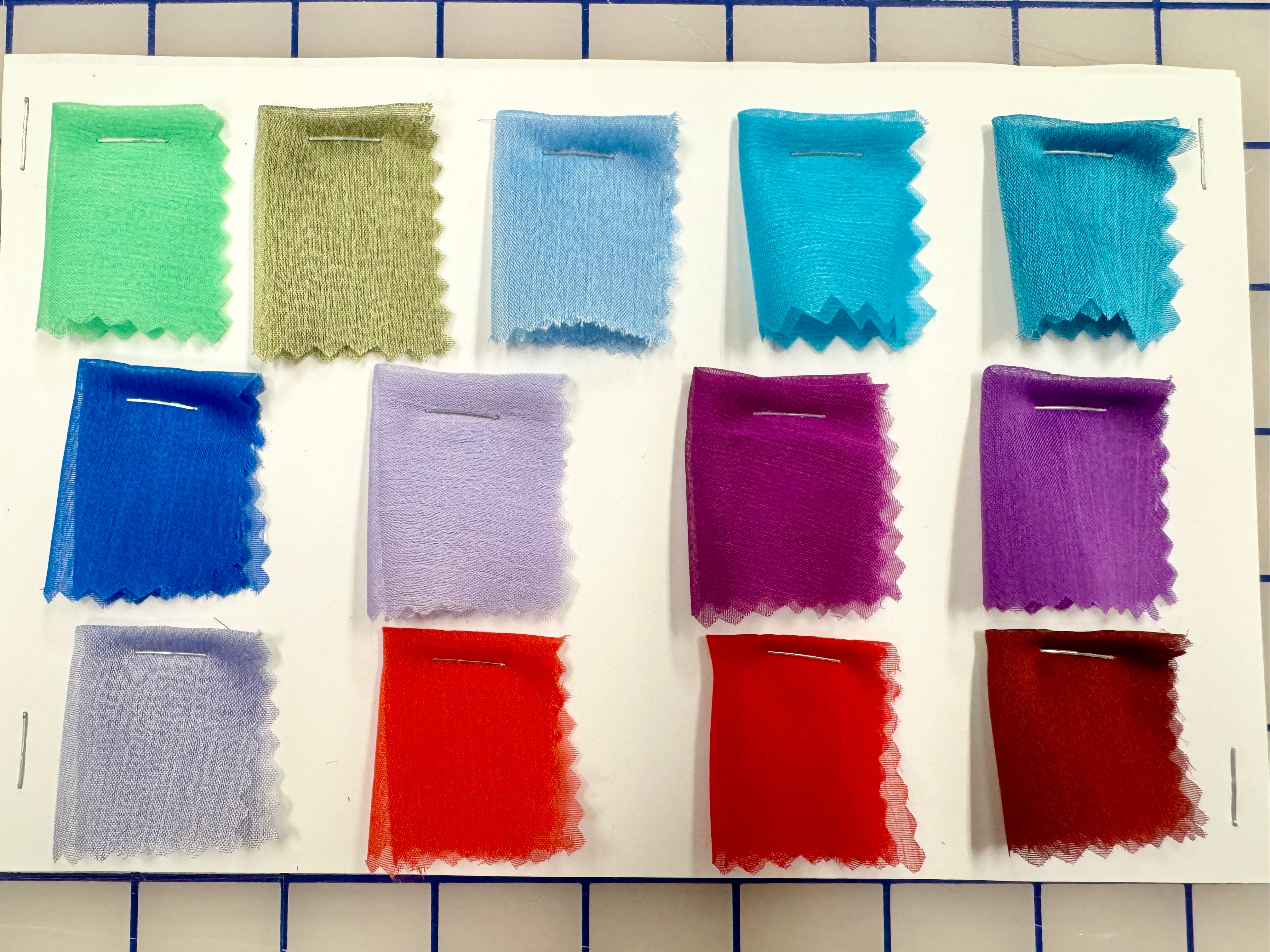 Premium Polyester Two-Tone Chiffon Fabric Swatches - 2 Sample Cards for Fashion Design, DIY Crafts & Home Decor Projects