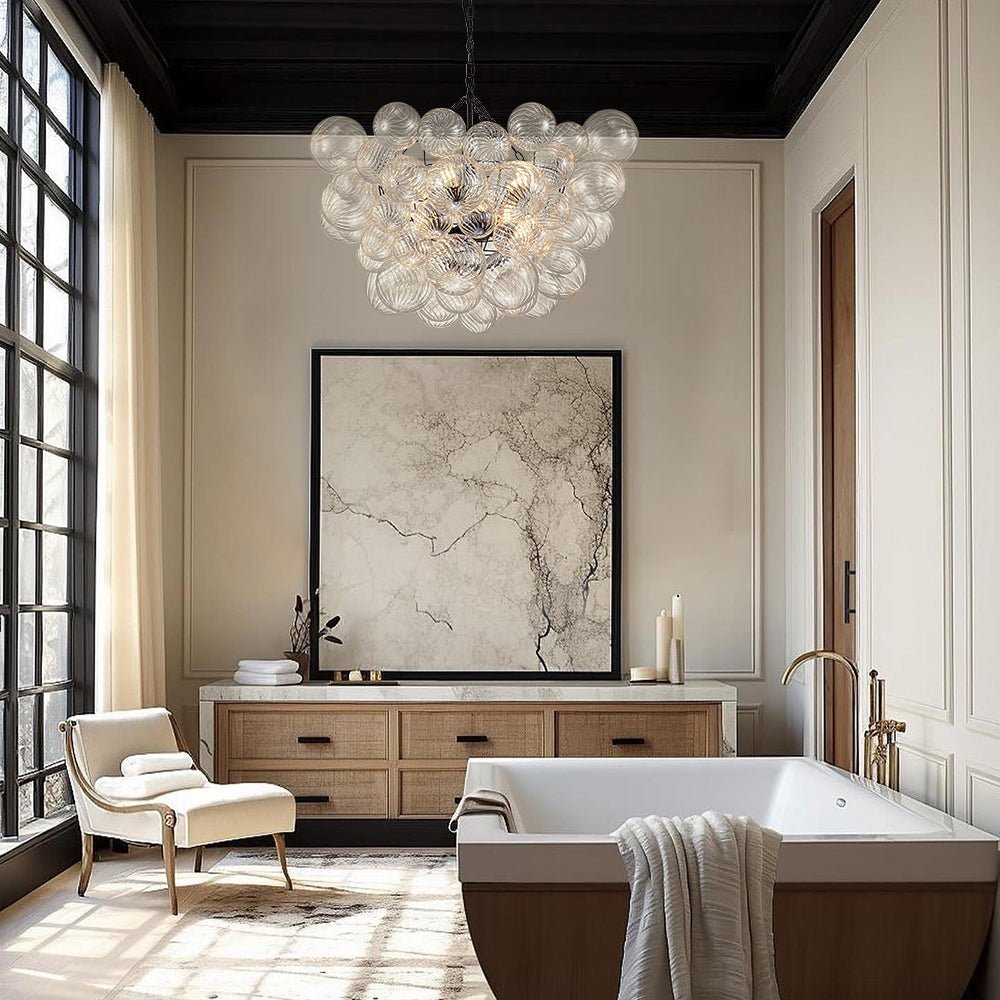 Elegant Glass Ball Bubbles Chandelier - Modern Crystal Ceiling Light Fixture for Dining Room, Living Room & Bedroom Decor