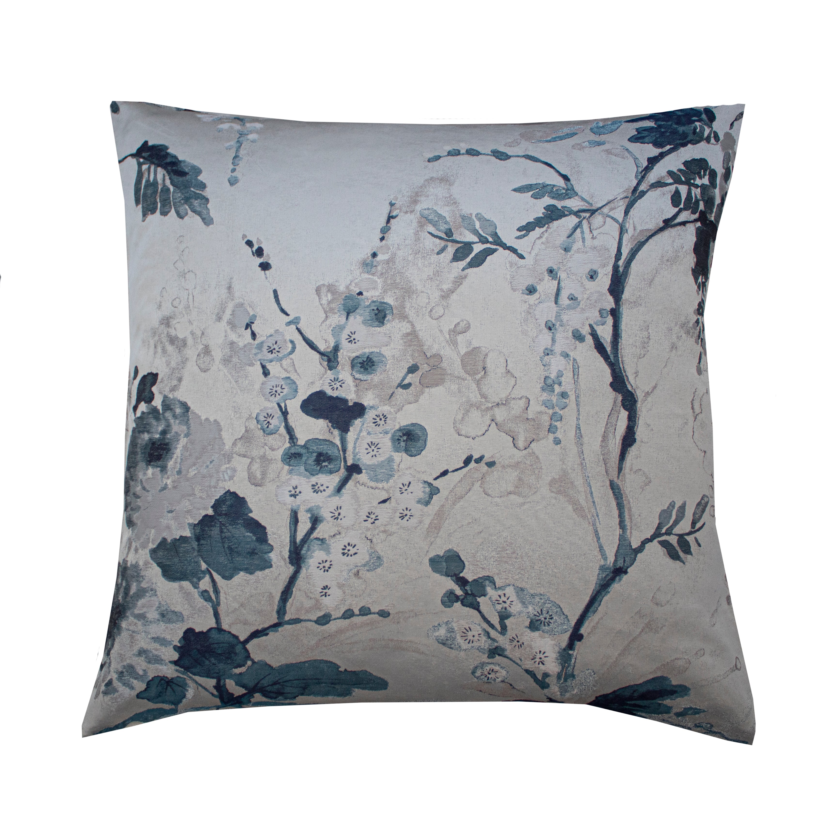 Jardin Fleur Silver Pillow - Elegant Floral Decorative Throw Pillow for Sofa, Bed & Home Decor - Perfect for Living Room, Bedroom & Gift Giving