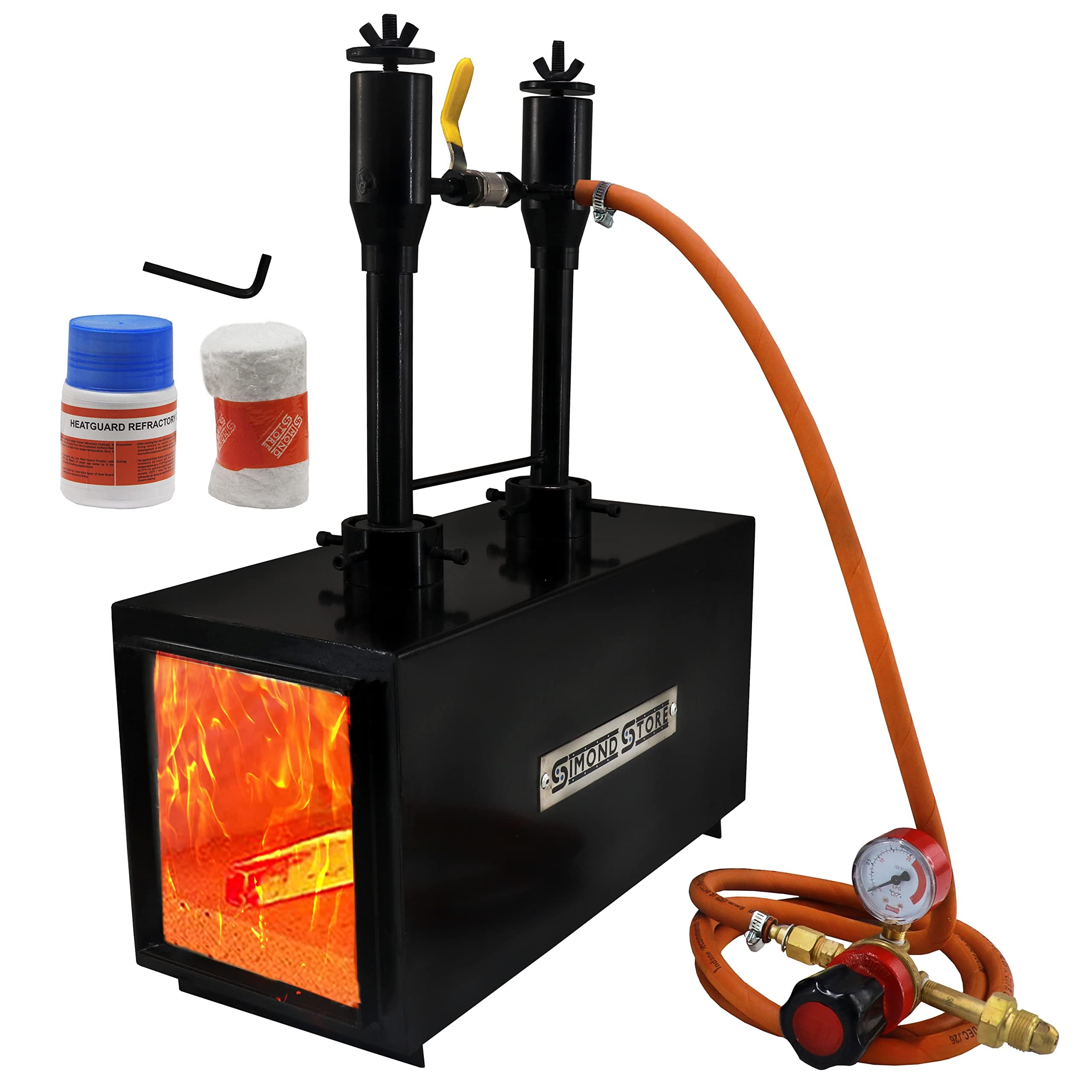 Portable Propane Blacksmith Forge Double Burner - 2600F High-Temperature Forge for Knife Making, Farrier Work & Metal Heat Treatment | Heavy-Duty Rectangle Shape | Ideal for DIY Blacksmithing, Bladesmithing & Metalworking Projects