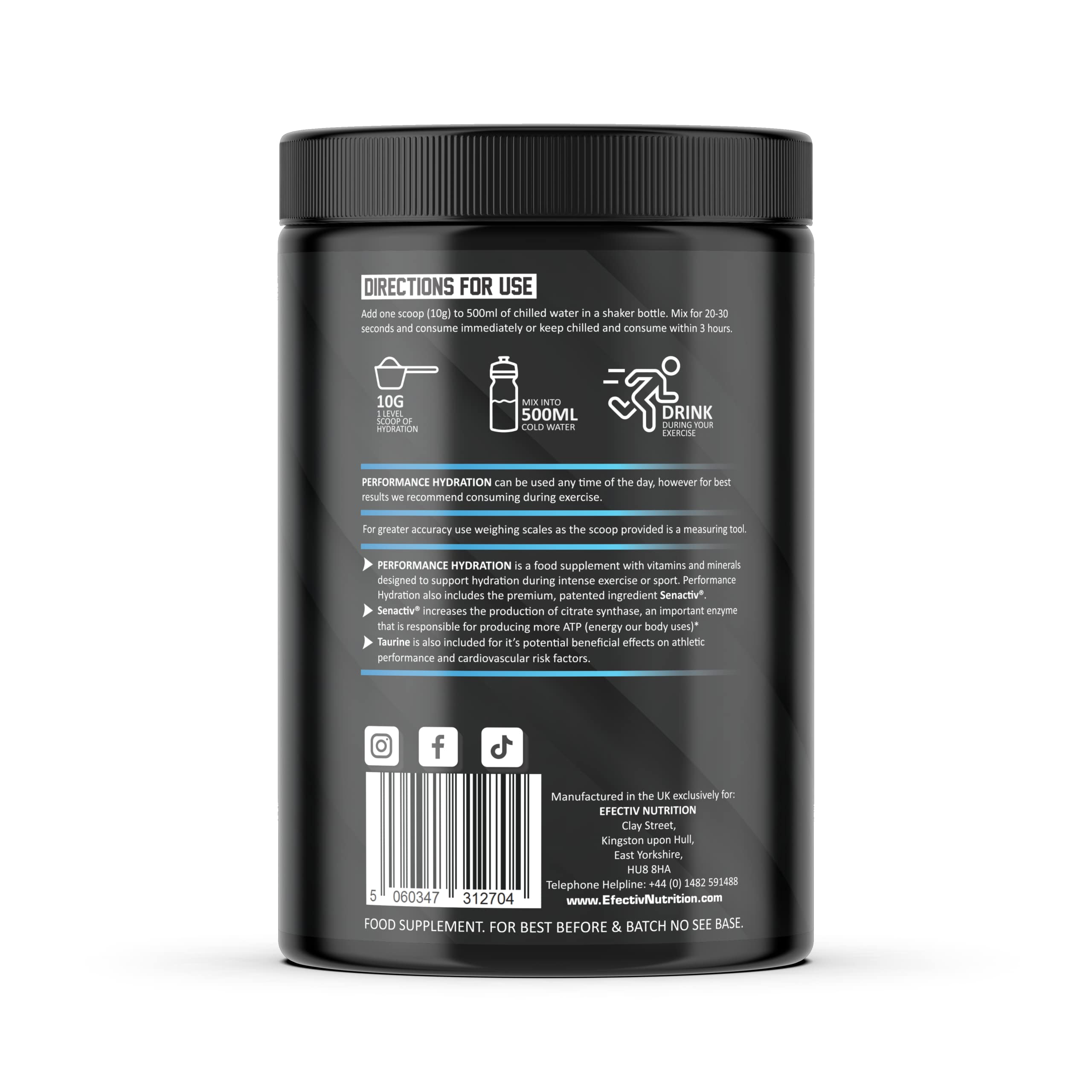 Efectiv Nutrition Performance Hydration Powder 600g - Strawberry Kiwi Flavor | Electrolyte Drink Mix for Athletes, Workout Recovery & Active Lifestyle