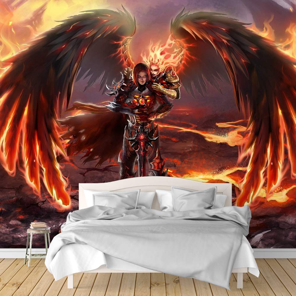 Dark Evil Dragon Removable Wallpaper - Peel and Stick Wall Mural for Bedroom (66x96 inches) | Gothic Home Decor, Fantasy Room Design, Game Themed Wall Art