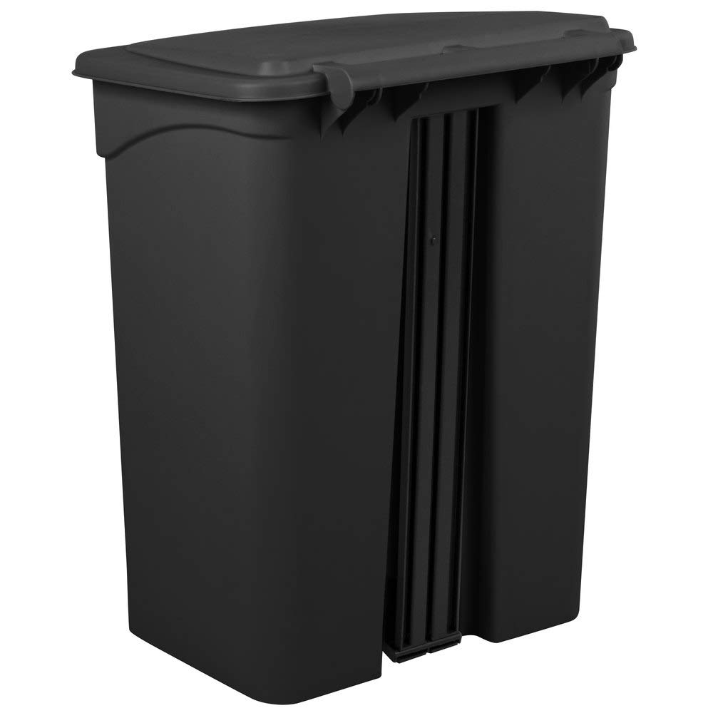 PRO&Family 72 Qt. / 18 Gallon / 68 Liter Black Step-On Rectangular Trash Can - Heavy Duty Kitchen Garbage Bin with Foot Pedal, Waste Basket & Recycling Bin for Home, Office & Commercial Use