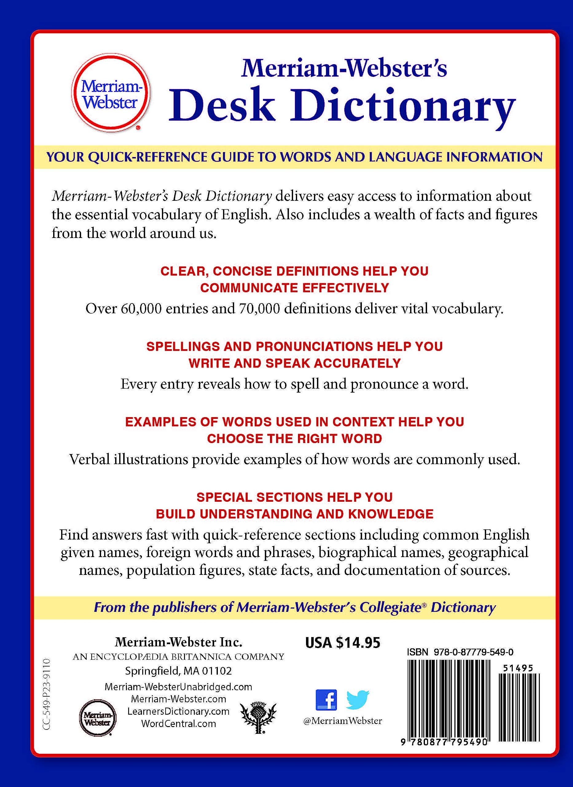Merriam-Webster's Essential English Vocabulary Desk Dictionary - Perfect for Office, School & Home Reference