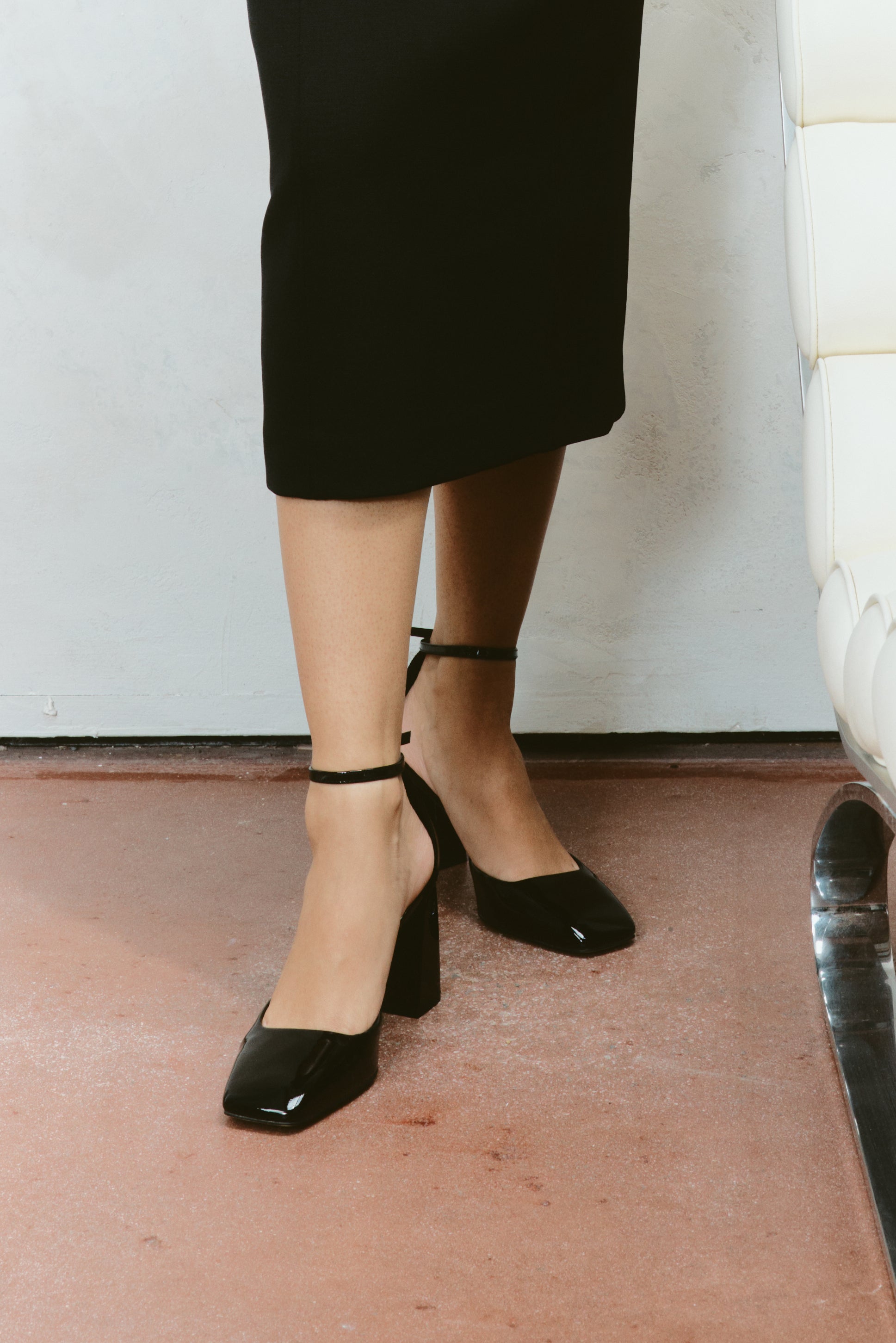 Travis Women's Closed Toe Block Heel Pumps - Black Patent Leather Dress Shoes for Office, Wedding & Formal Occasions