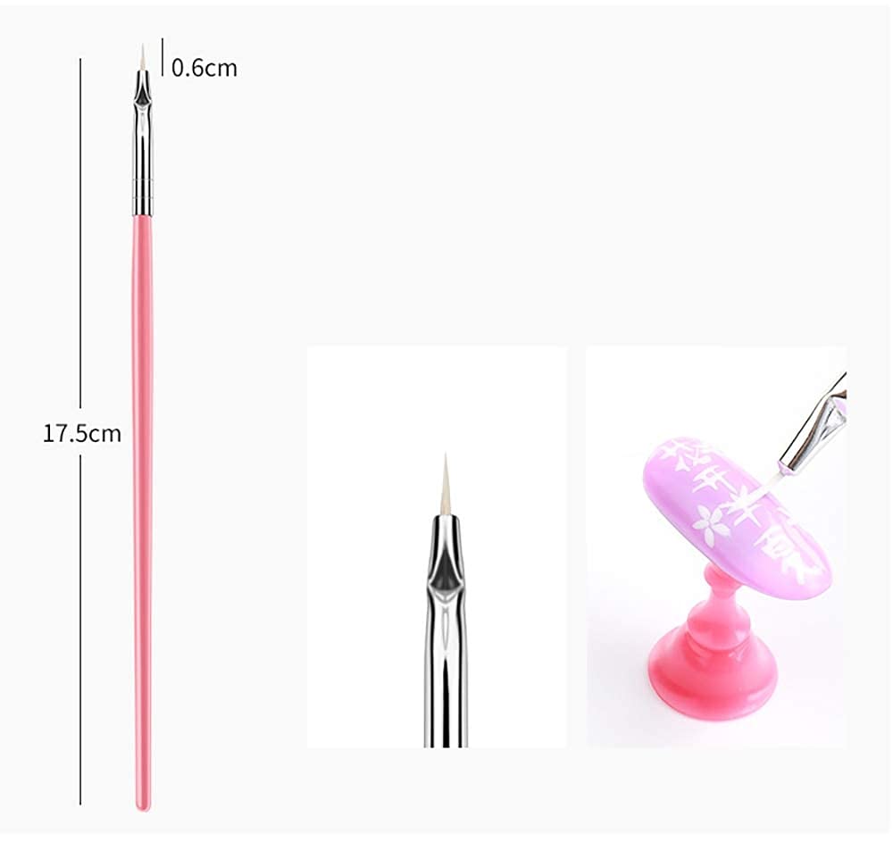 GOLD MAX 15 Pcs Professional Nail Art Brush Set - UV Gel & Acrylic Nail Design Painting Tools with Polish Pens (Pink) | Perfect for Salon, Home Manicure & DIY Nail Art