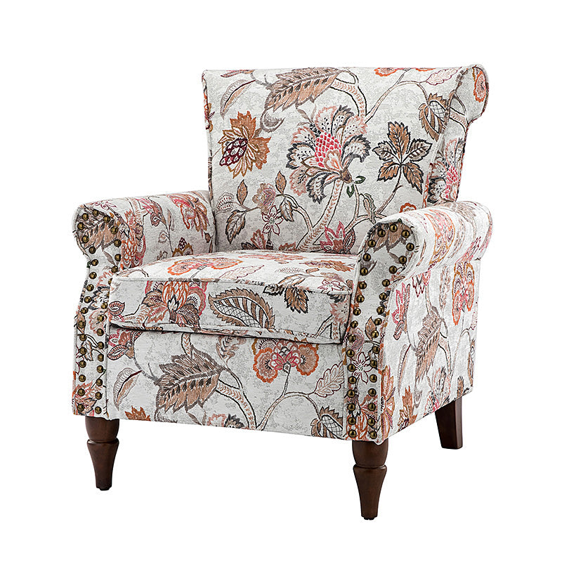 Artemisa Modern Floral Pattern Upholstered Armchair - Comfortable Living Room Accent Chair for Home Office & Lounge Decor