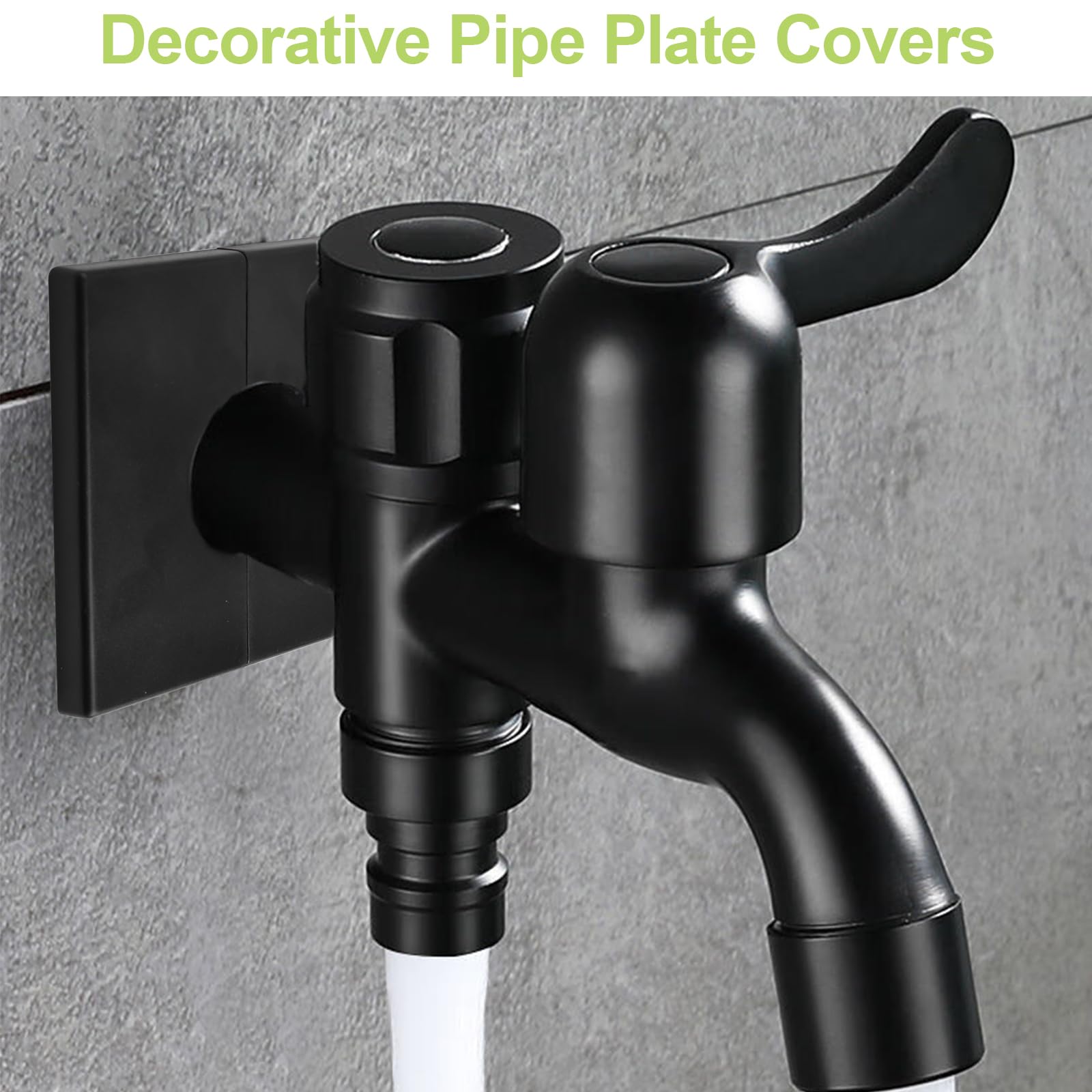 UFURMATE 2Pcs ABS Plastic Square Pipe Wall Covers - Self-Adhesive Decorative Escutcheon Plates for 28mm Diameter Shower Pipes (Black) | Bathroom Renovation & Pipe Concealment Solution